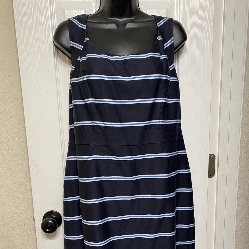 Ann Taylor Navy Striped Sheath Dress